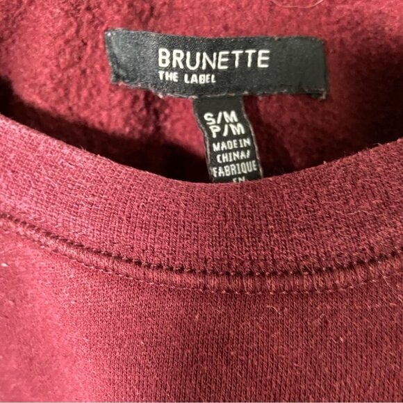 Brunette The  Label Classic Crew Neck Sweatshirt Burgundy Size S/M - Picture 4 of 6